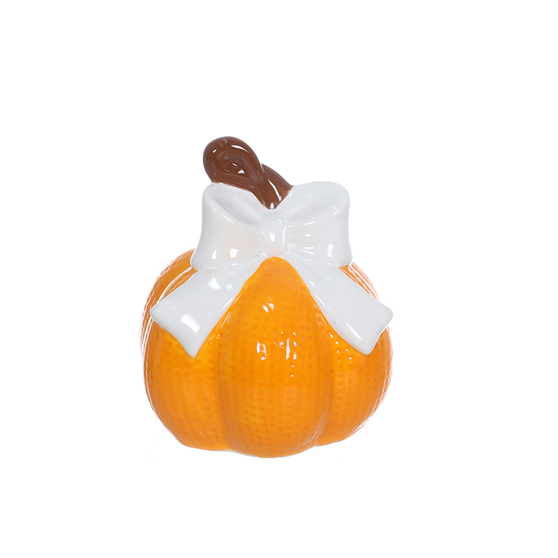 Harvest festival pumpkin decoration with a bow